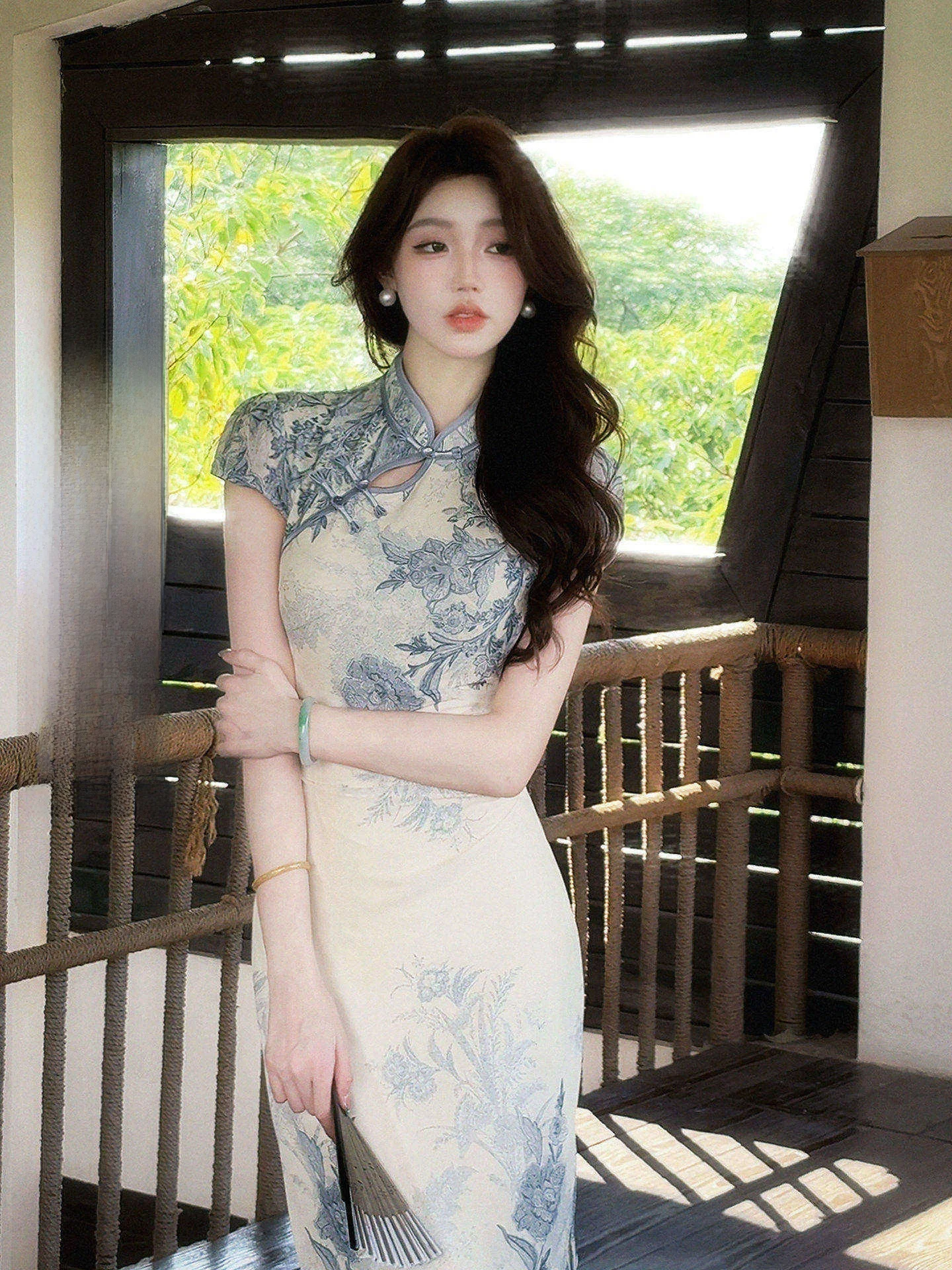 

Женское платье с коротким рукавом и принтом в стиле цинхуа, с завышенной талией, длинное, в традиционном китайском стиле, с цветочным принтом, макси-платье