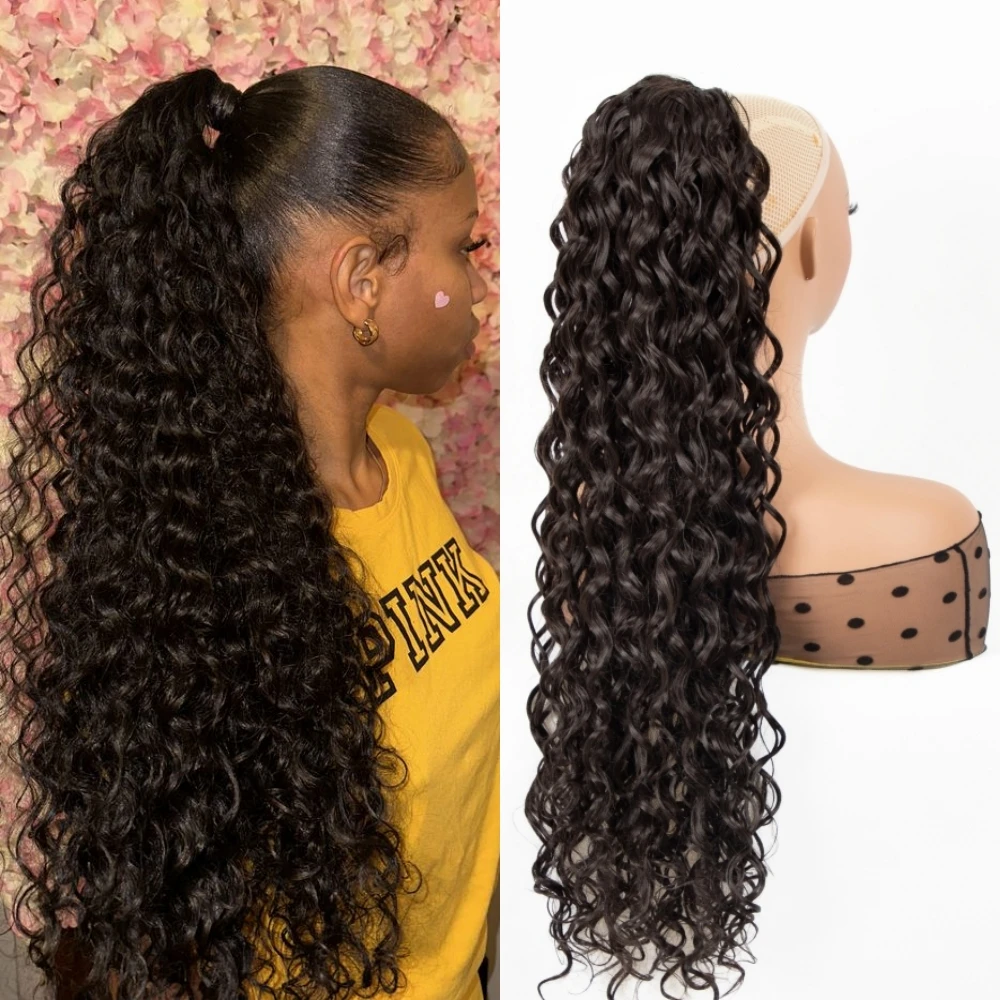 

30 Inch Water Wave Synthetic Protein Fiber Ponytails Long Curly Futura Hair Ponytails Heat Resistant Curly Synthetic Futura Hair