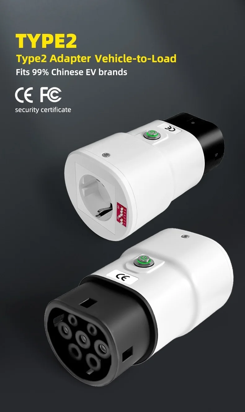 ELEVON Typ2 Tragbarer V2L-Adapter mit Leistungseinstellschalter für Typ2 EV-Fahrzeuge zum Laden und Entladen für Camping und Outdoor-Nutzung – Detail 1