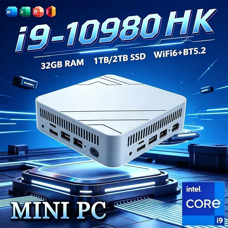 새로운 2026년형 미니 PC, Windows 11 Pro, Core i9 10980HK, 32GB RAM, 1TB/2TB SSD, Wi-Fi 6, Bluetooth 5.2, 4K HD, 미니 게이밍/사무용/학습용 PC