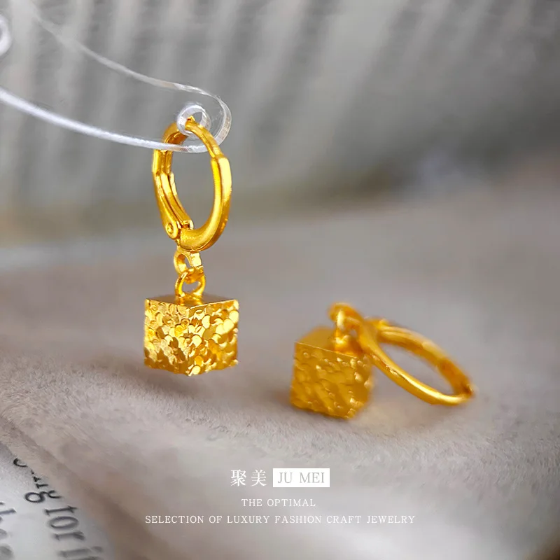 

Золотые серьги для женщин из настоящего золота 9999 пробы (24K), в том же стиле, что и в магазине, красивые ювелирные изделия.