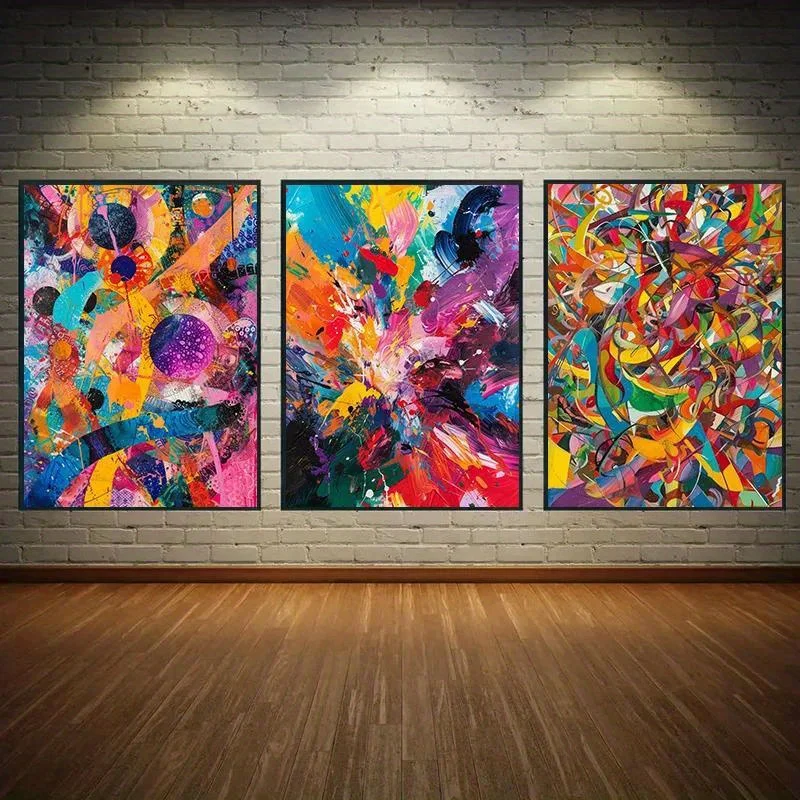 

3pcs/set Unframed Creative Canvas Poster Colorful Abstract Colored Painting Wall Art Print Set For Bedroom Office Living Room