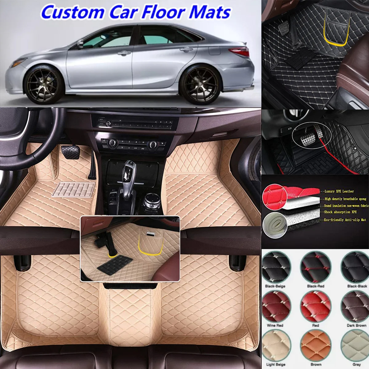 

Custom Car Floor Mats For VW Passat Saloon B5 B5.5 B6 B7 B8 B9 Auto Carpets Accessories Waterproof Leather Floor Liners