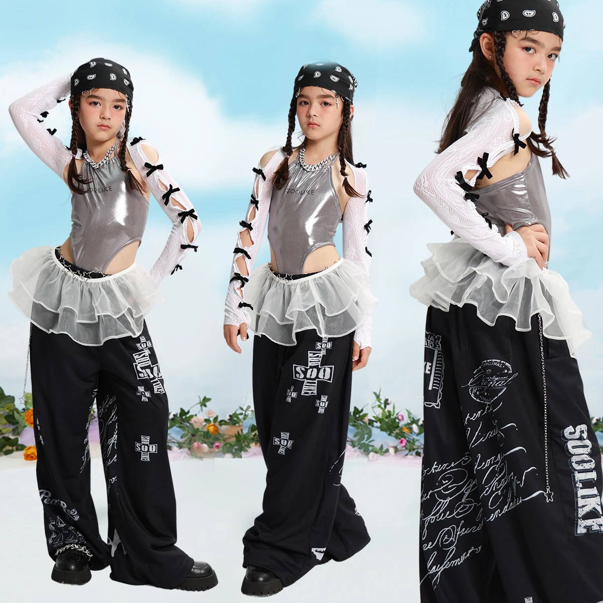 

Fashion Girls Jazz Dance Costume Group Performance K-pop Clothes Kids Hip Hop Street Dance Suits Stage Festival Outfits XS9810