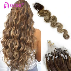 Extensions de Cheveux Naturels Ondulés à Micro Boucles, Balayage Naturel, Pré-collés, Ensemble de 50 Pièces