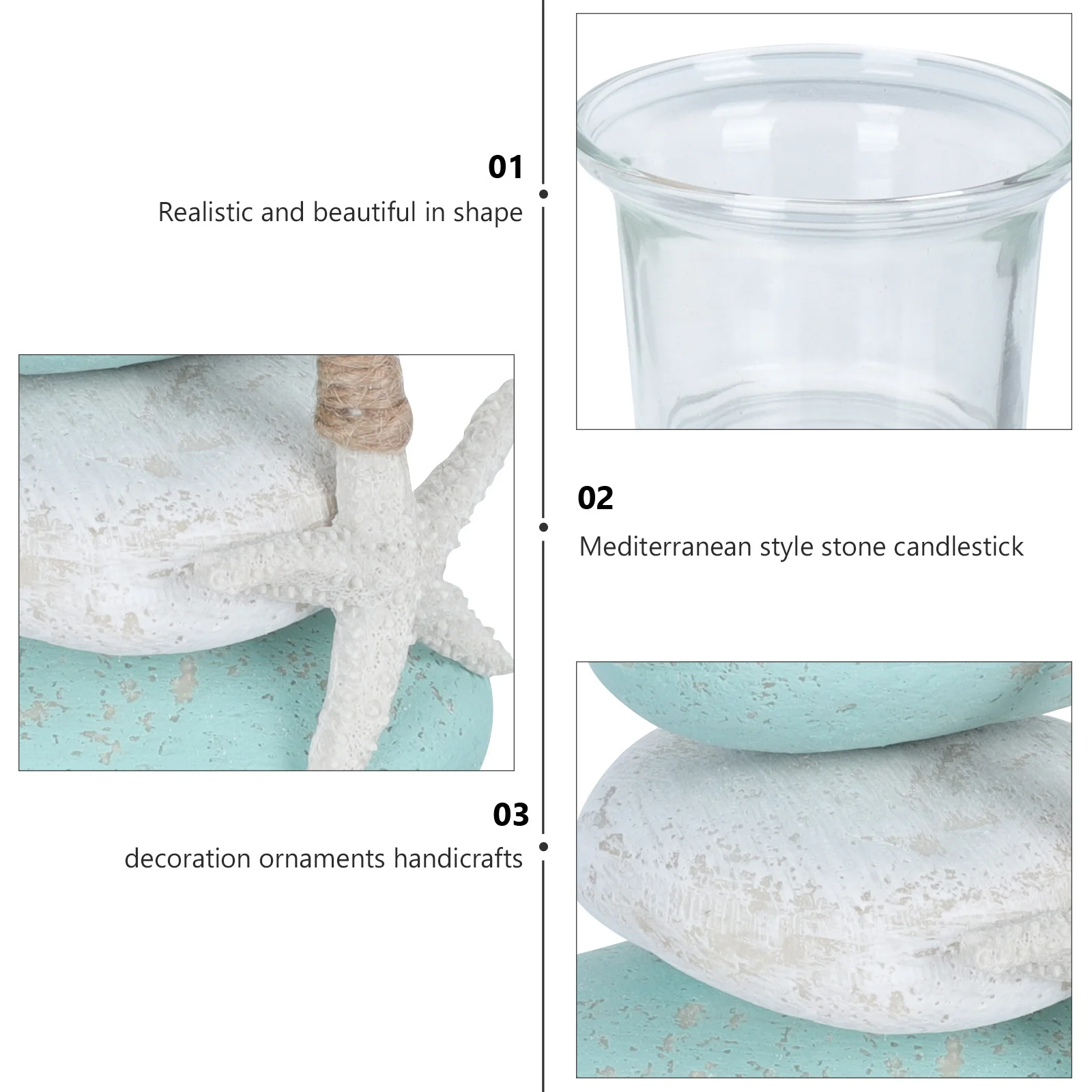 

1pc Stone Holder Decor Mediterranean Style Desktop Adornment For Home Office Tabletop Decoration Blue White Creative