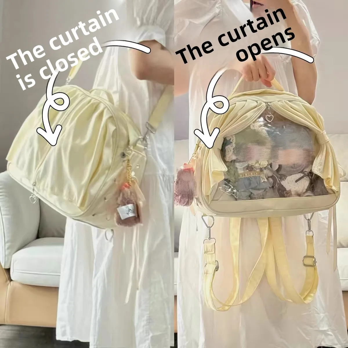 

Niche Original Curtain Itabag Commuting Pure Color Casual Student Large Capacity Portable Crossbody Backpack