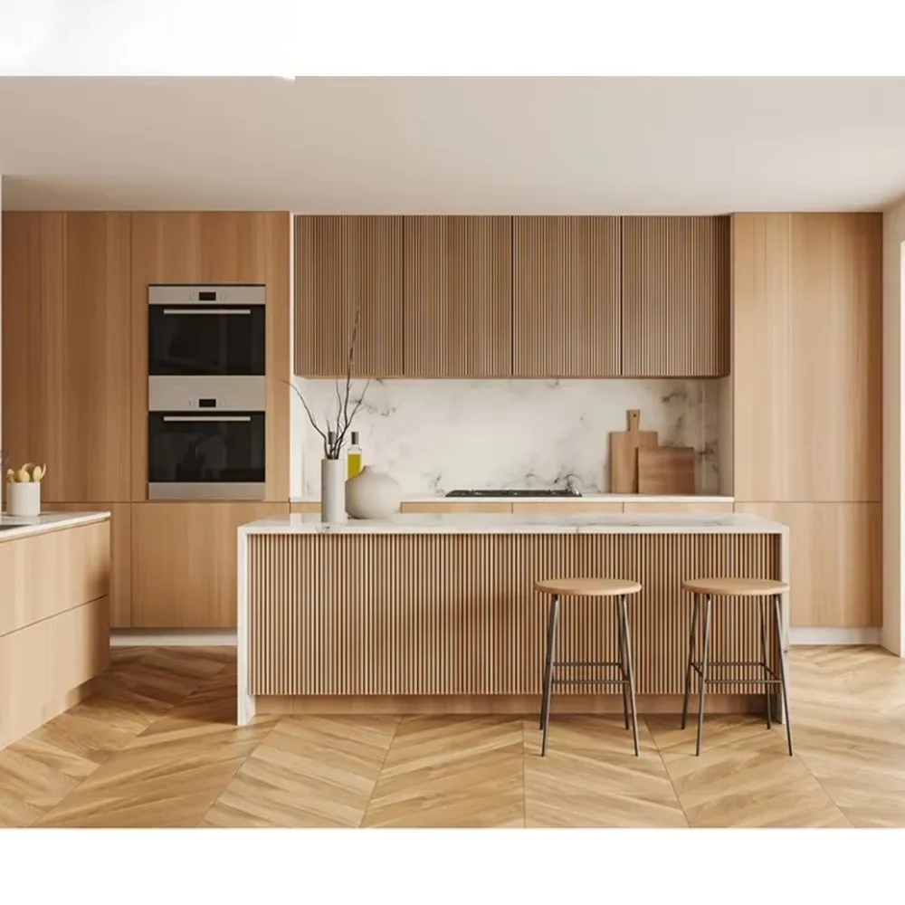 Gabinetes elegantes del MDF del diseño de la granja del estilo de la cocina de los accesorios del brillo