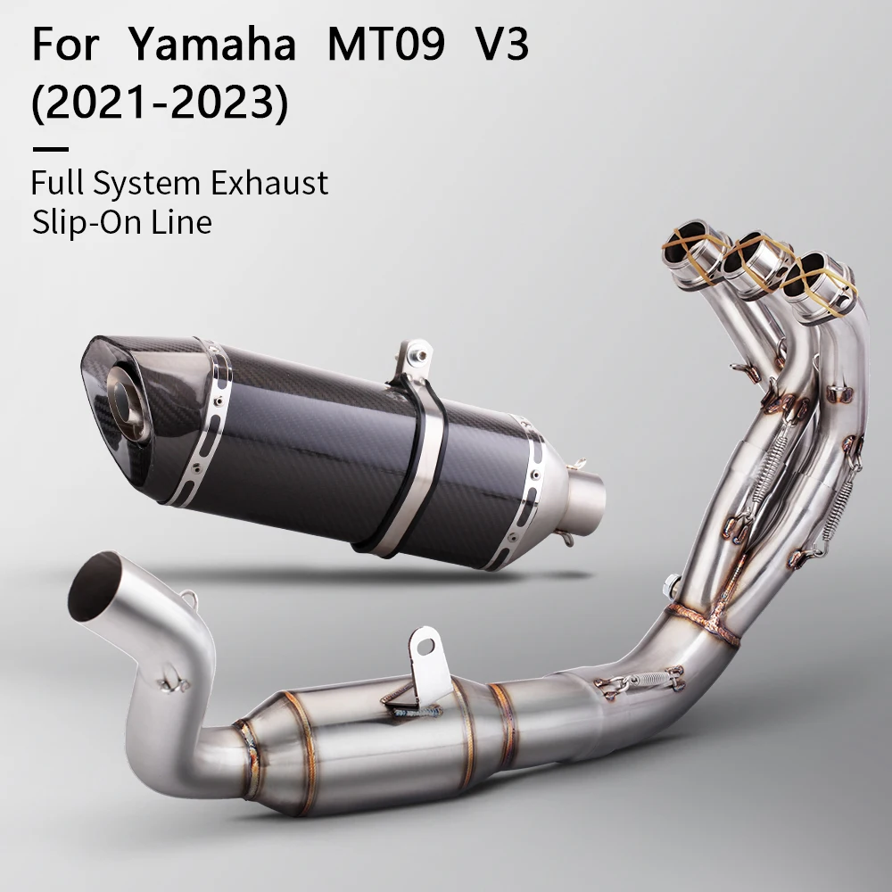 

System Escape Slip On 51MM Front Tube Link Pipe Connect Original full Motorcycle Exhaust System For YAMAHA MT09 V3 2021-2023