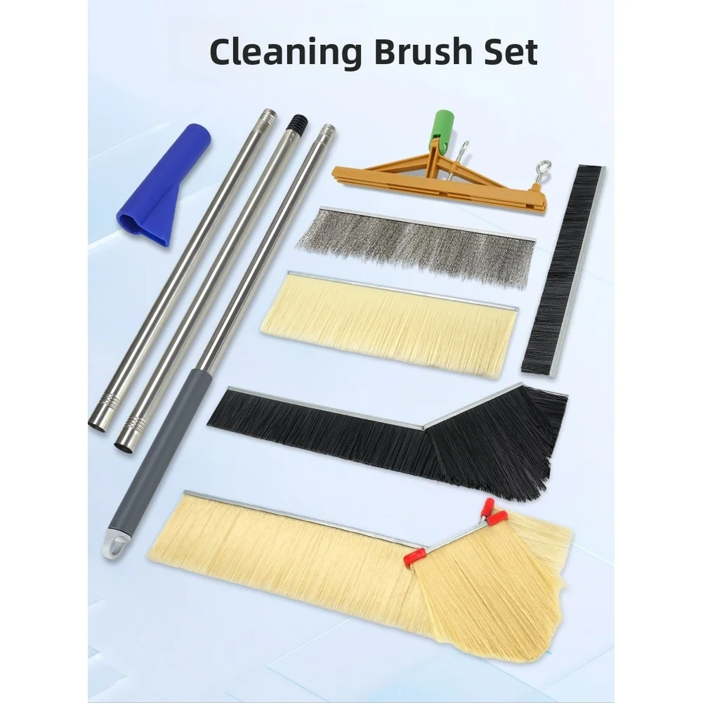 5 In Cleaning Brush Set Pig Bristle For Kitchen Sink Bathroom Toilet Wide Head 180 Degree Rotatable With Interchangeable Heads