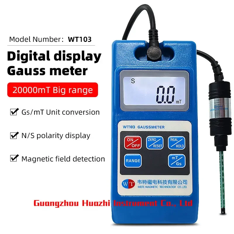 Tesla measuring instrument wt103 Gauss meter with probe Magnetic flux meter Surface magnetic field tester  Level 2 accuracy