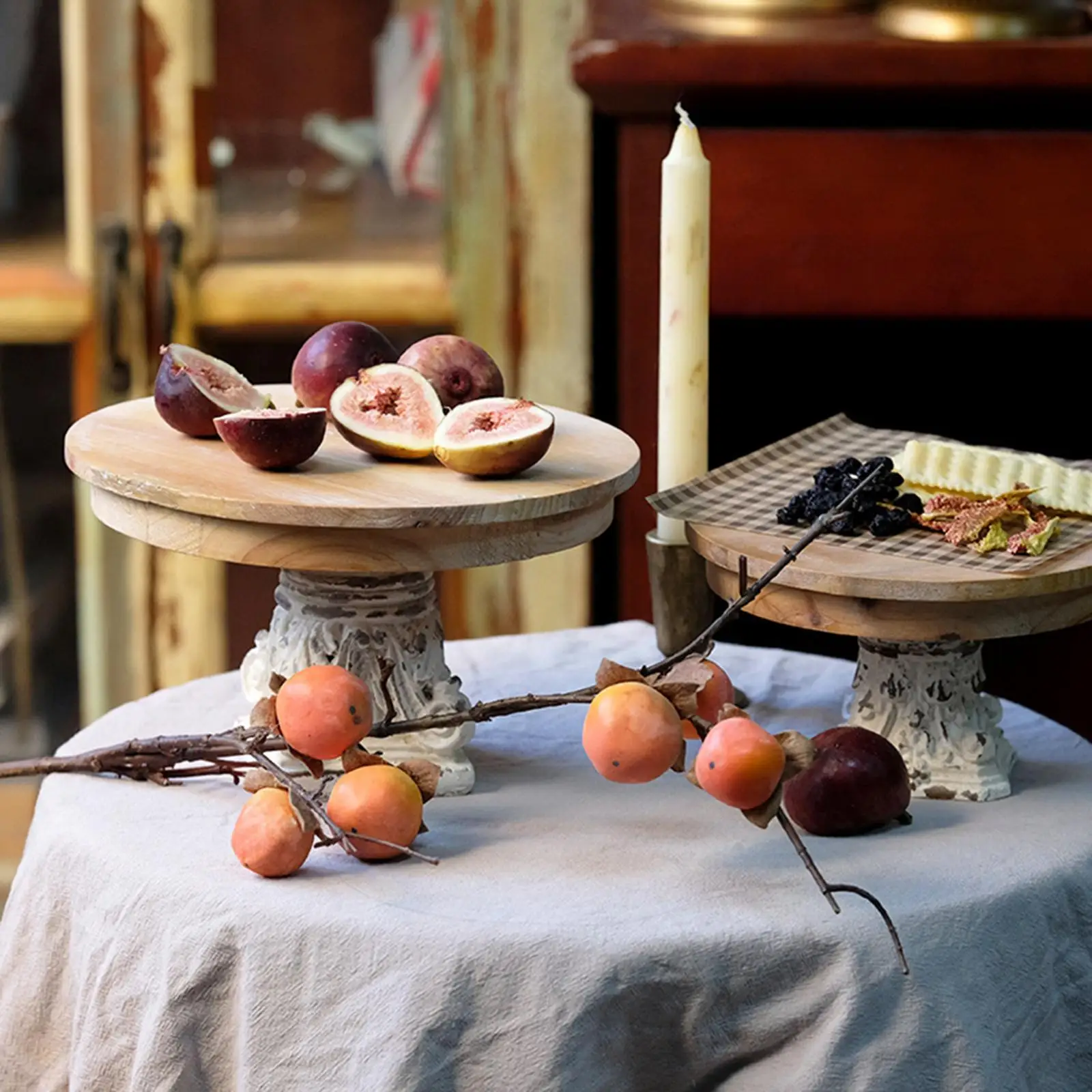 Rustic Cake Stand Sturdy Serving Tray Dessert Display Plate Cupcake Holder Fruit Platter Centerpiece for Home Kitchen Party Deco