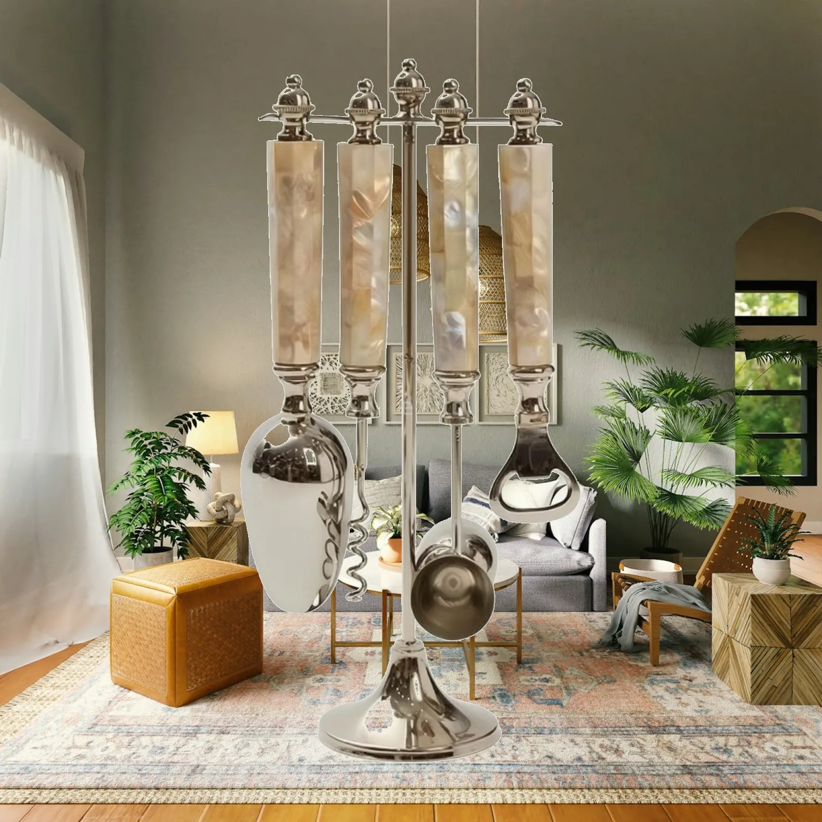 Bar Tool Stand with Hanger Compact Tabletop Bar Tool Display Unattached Standing