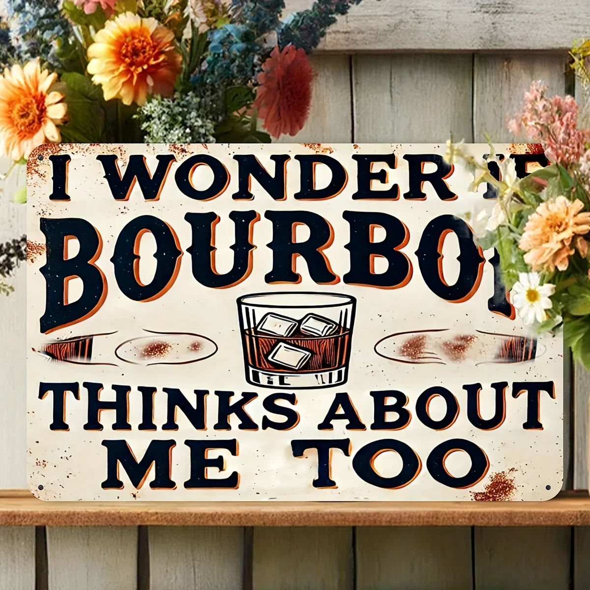 1pc Vintage Bourbon Humor Aluminum Wall Sign | 