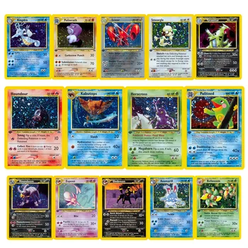 Pokémon 1e Editie Neo Single Flash Cards Espeon Bellossom Houndoom Poliwrath Spel Collectie Kaarten Speelgoed Geschenken