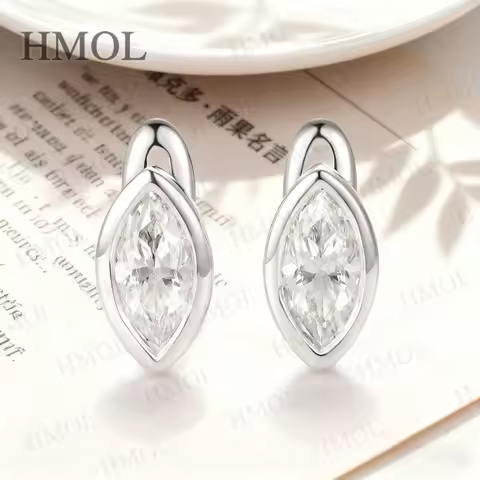 Moissanite Lab Grown Columbia Emerald/Ruby Earrings Marquise Cut S925 10K 14K Precious Stone Jewelry Wedding Gift Idea