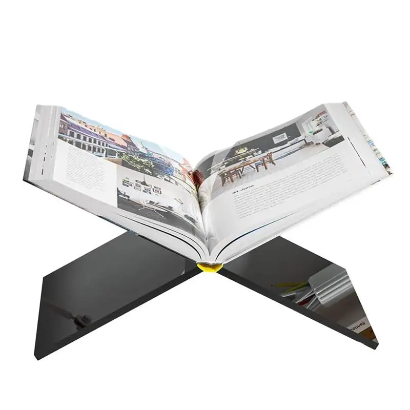 Acrylic Book Holder X Type Multi-functional Book Holder Black Reading Bookstand Display Open Holder For Bible Calendar Art Book