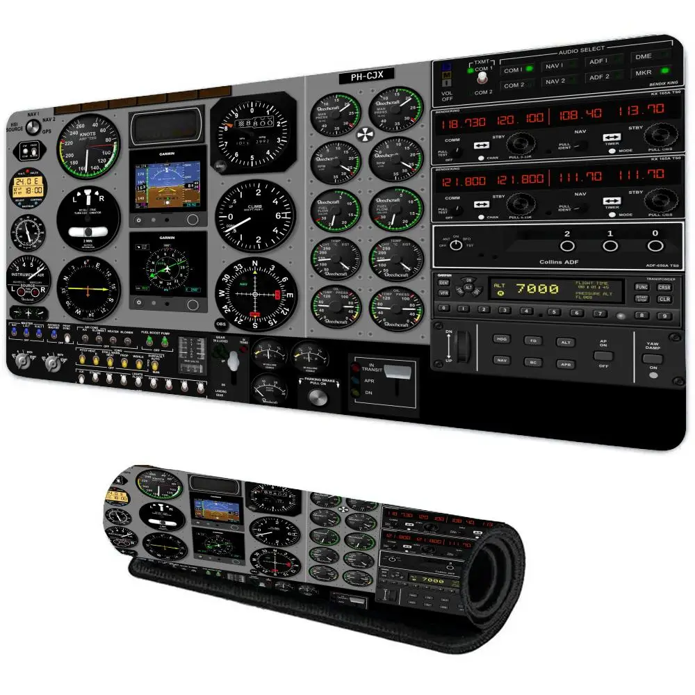 Aircraft Cabin Navigation Diagram Mousepad, Computer Office Game Table Mats XXL Rubber Anti-slip Gaming Keyboard Long Desk Pads