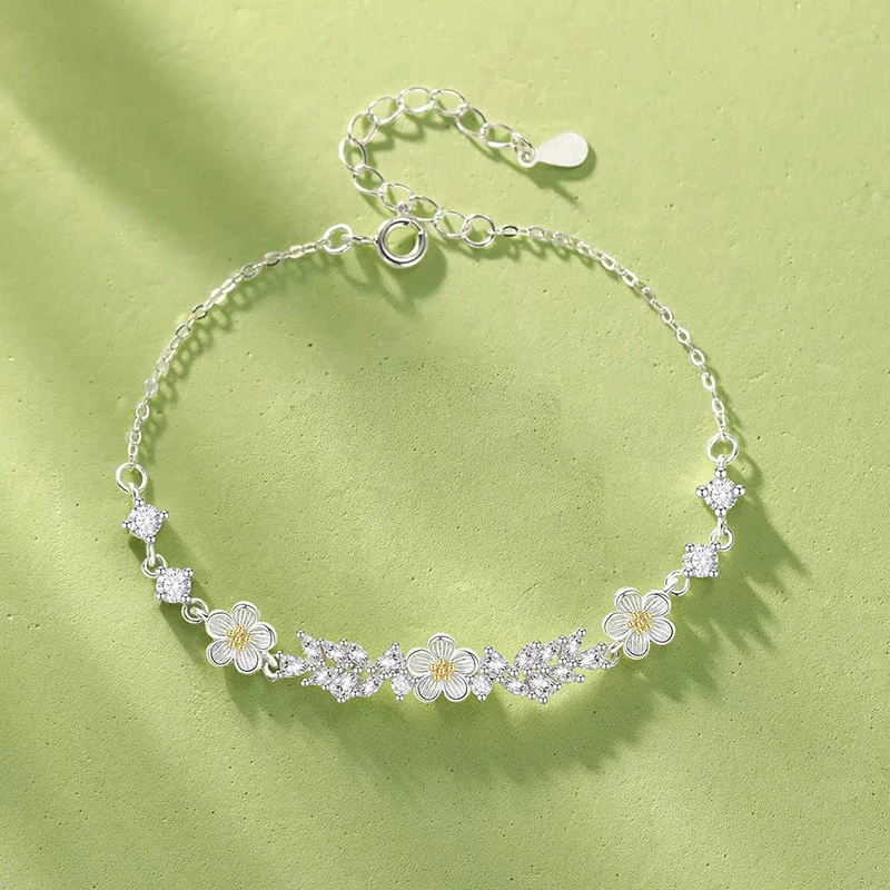 Jasmine Flower Bracelet for Women Light Luxury High-end Feeling Inlaid Zircon Bracelets Fashionable Flower Jewelry KOFSAC
