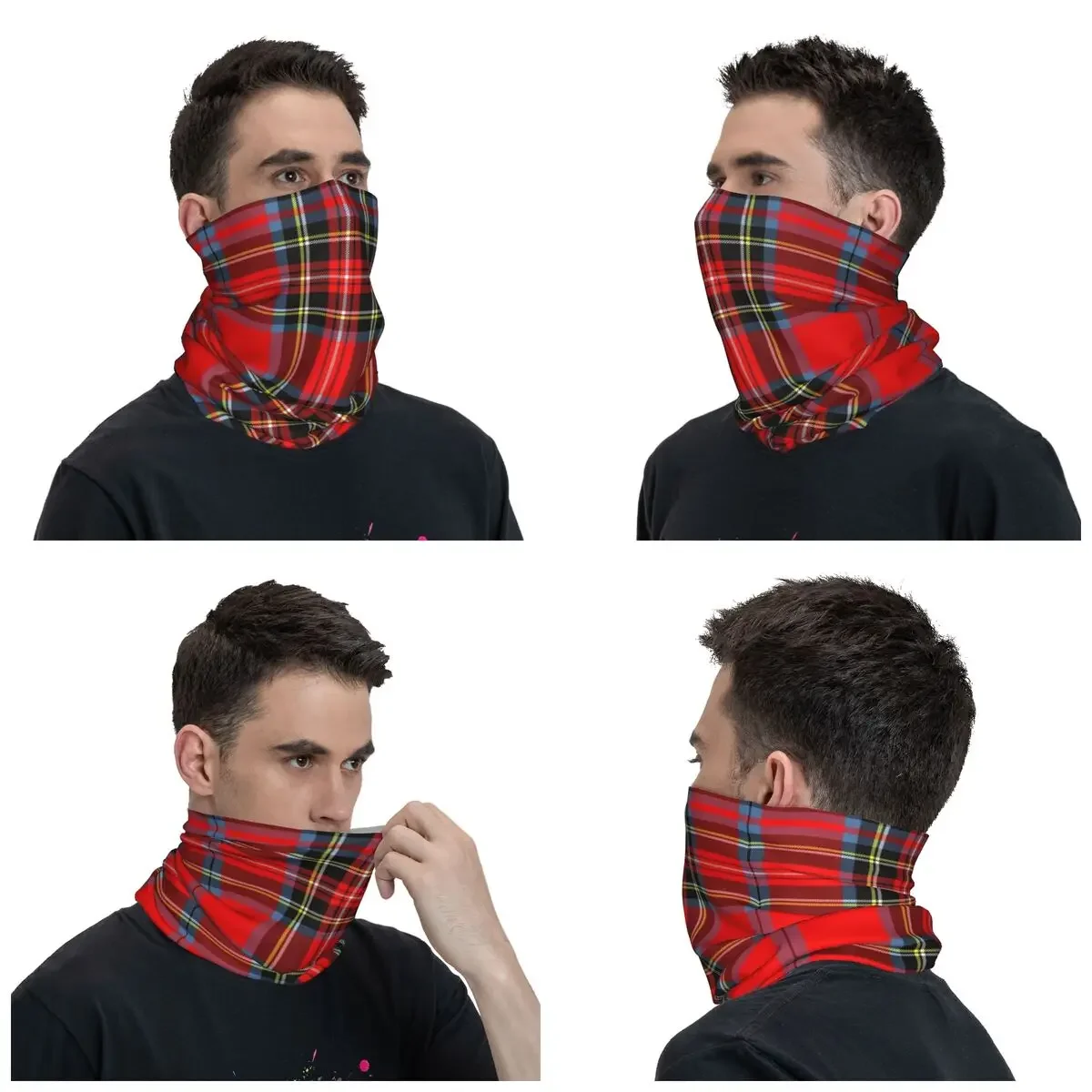 Stewart Royal Modern Tartan Checkered Bandana Neck Gaiter Printed Checkered Balaclavas Wrap Scarf Outdoor Headband Hiking Scarf