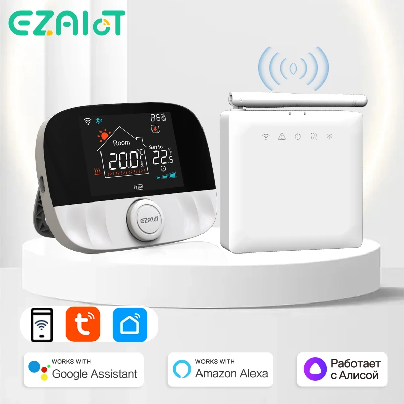 Gas Boiler RF Wireless Thermostat Tuya WiFi Water Floor Heating Temperature Controller With Receiver Alexa Google Home Alice