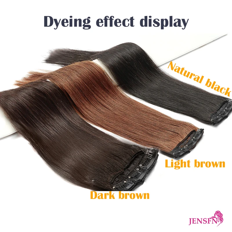 JENSFN Straight  Clip In Hair Extensions Human Hair 3pcs/Set 170g Double Weft High Quality Natural Black Blond Color