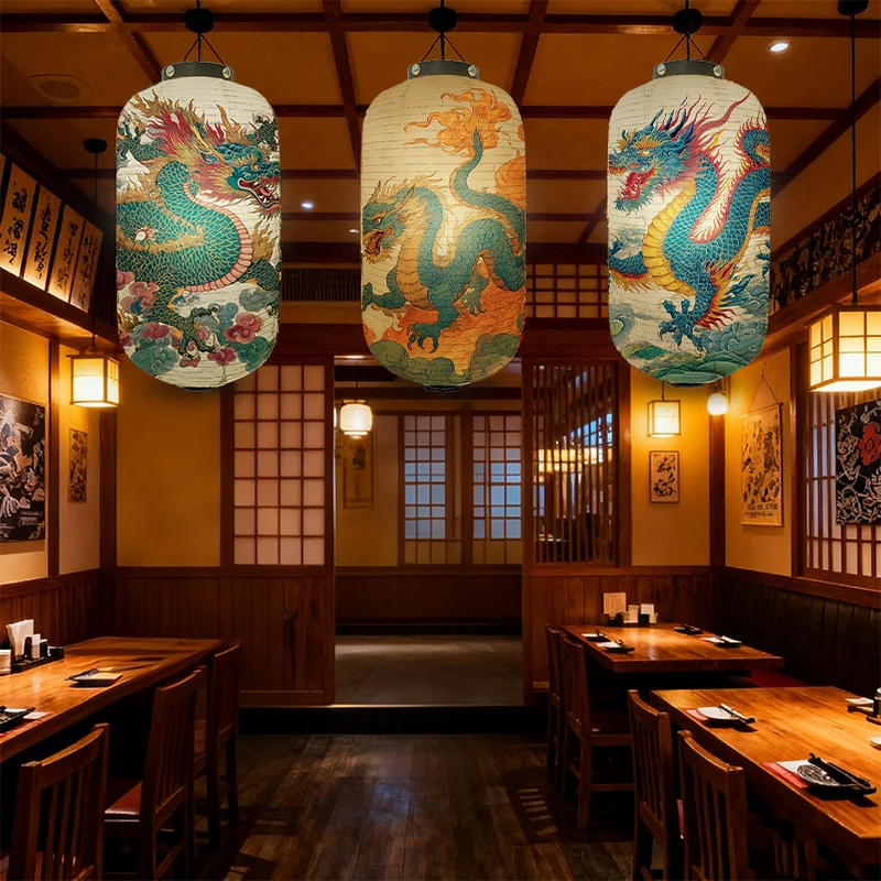 

Japanese Style Dragon Pattern Cloth Lantern Restaurant Hotel Bistro Izakaya Decor Sign New Year Festival Party Decor Lantern