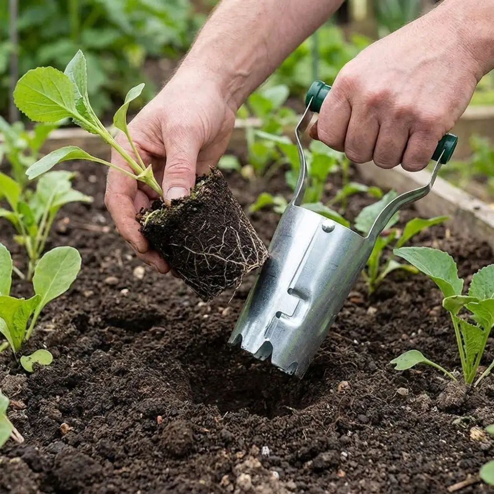 Handheld Seedling Transplanting Plastic Handle Planting Machine Hole Punch Digger Cylinder Efficient Vegetable Planter