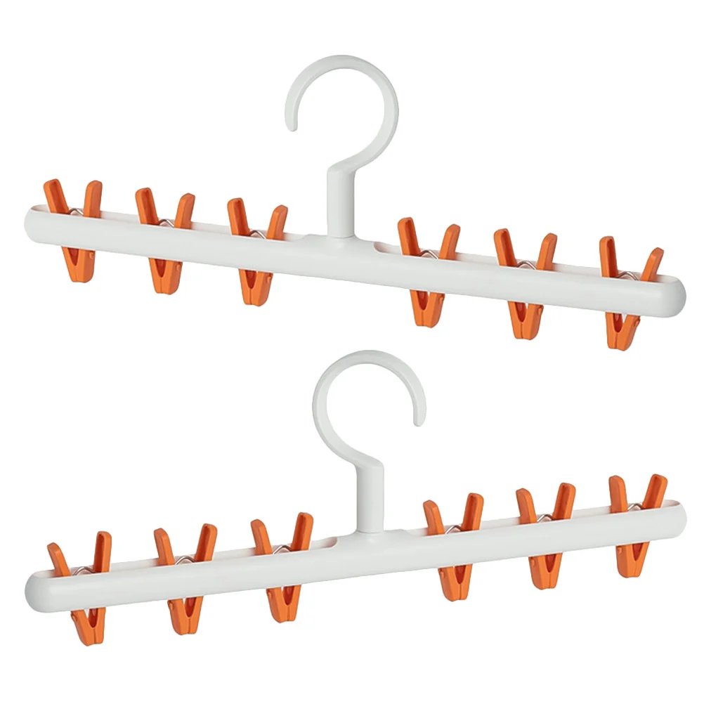 

2Pcs Drying Rack Multifunctional Clothes Hanger 6 Clips PP Material 360 Rotation Socks Underwear Organizer Socks Drying Clips