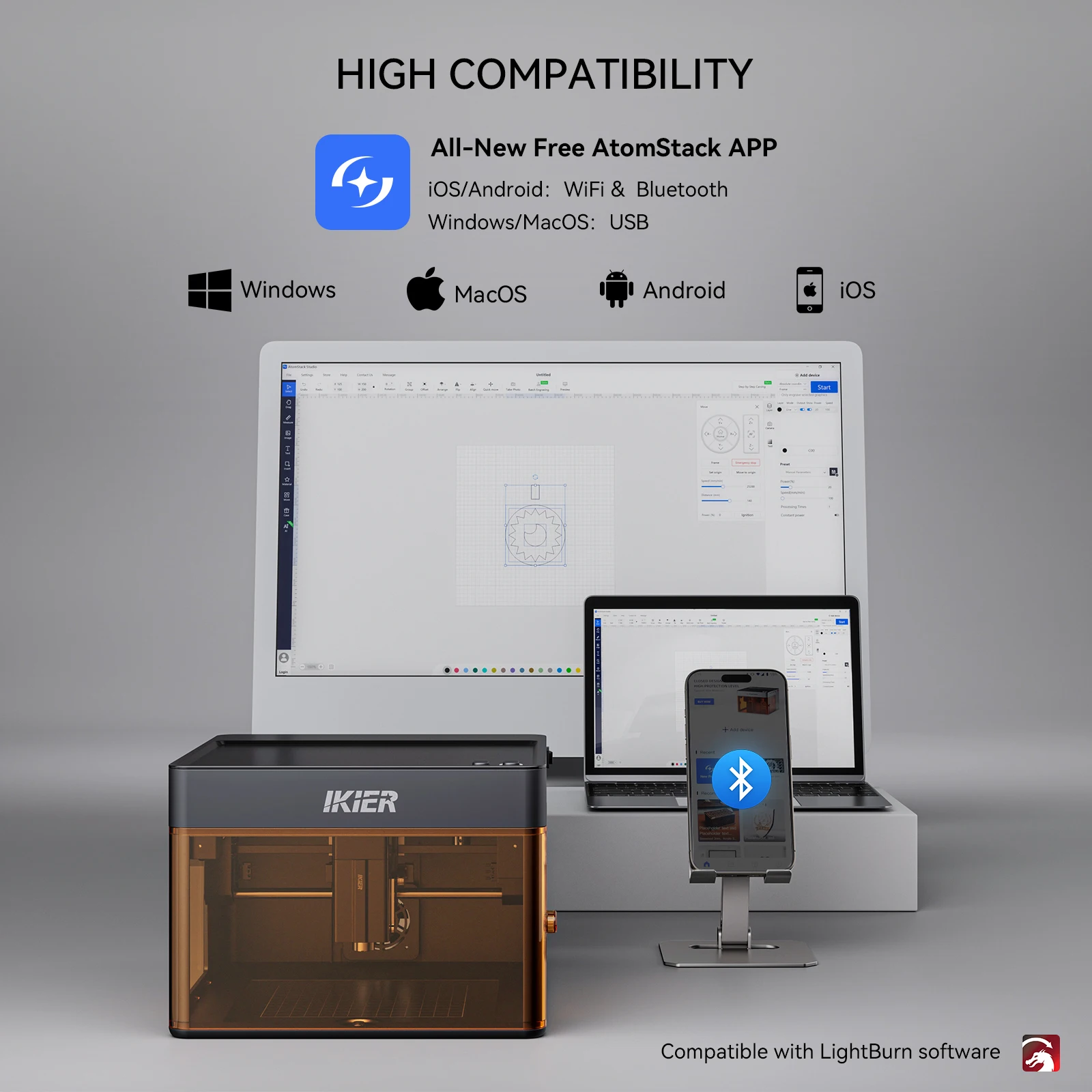 IKier Flex Mini Portable Laser Engraver Class 1 10000mm/min 0.1mm CoreXY for Wood Leather Paper Metal Compatible with AtomStack