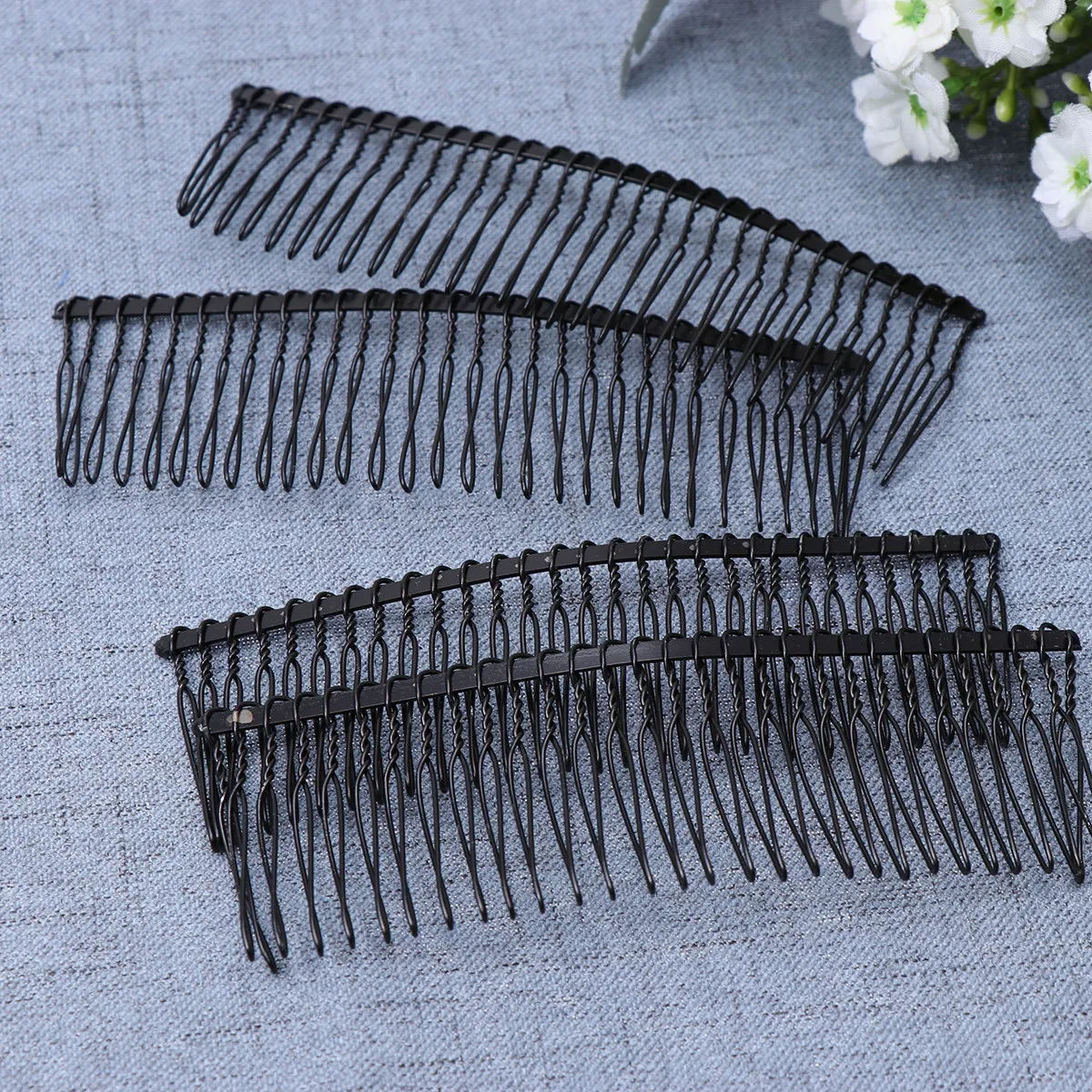 

10pcs Iron Wire Comb Headdress Black Pattern Simple Plastic Iron Hair Clip For Women Lightweight Durable Party Travel