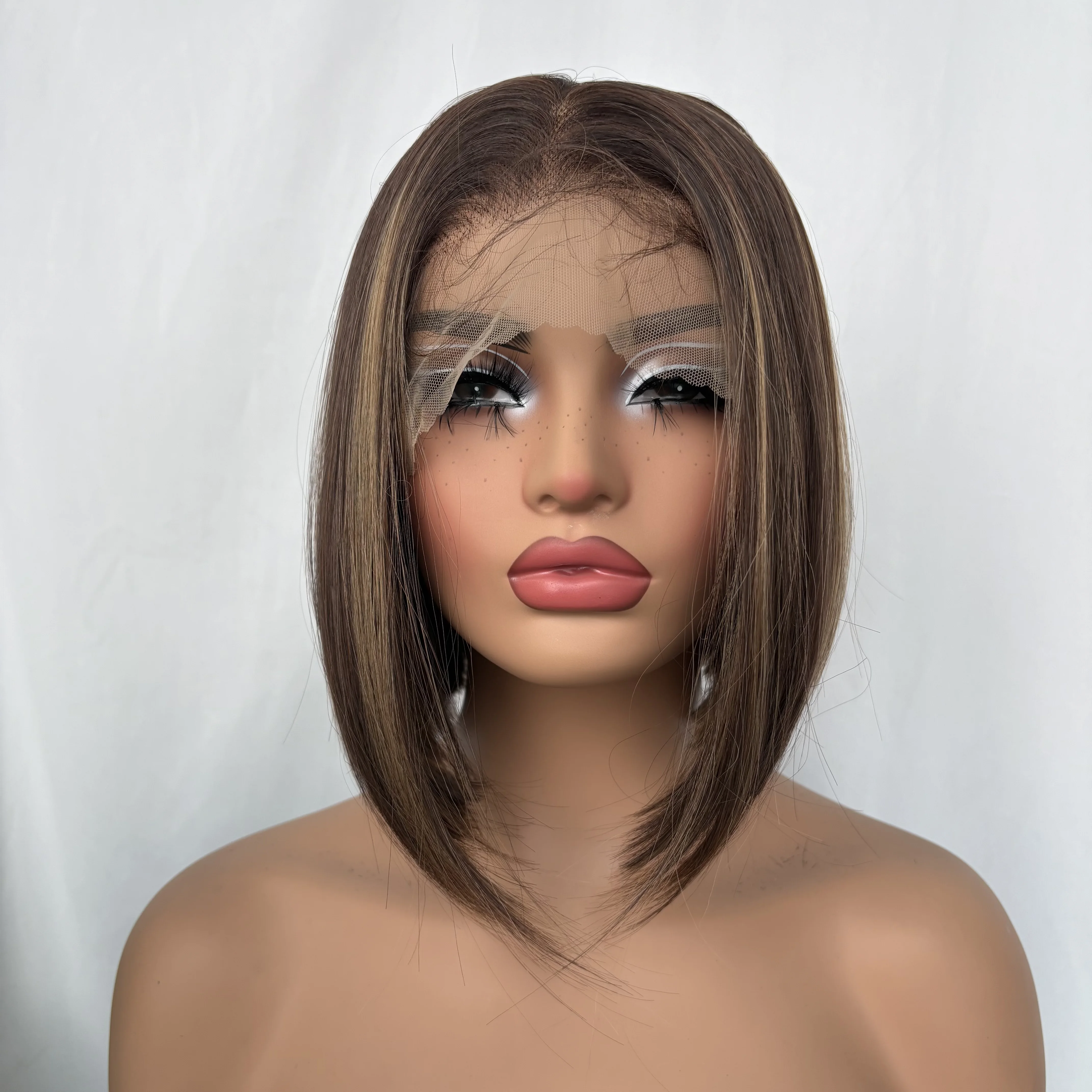 x-tress-free-part-synthetic-short-bob-wig-10inch-straight-hair-highlight-color-13x6-area-lace-frontal-wigs-for-women-daily-use