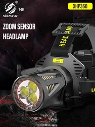 XHP360 High Power Fishing Headlamp Rechargeable Light Headlight Camping Hiking Led Flashlights Can Be Used As A Power Bank