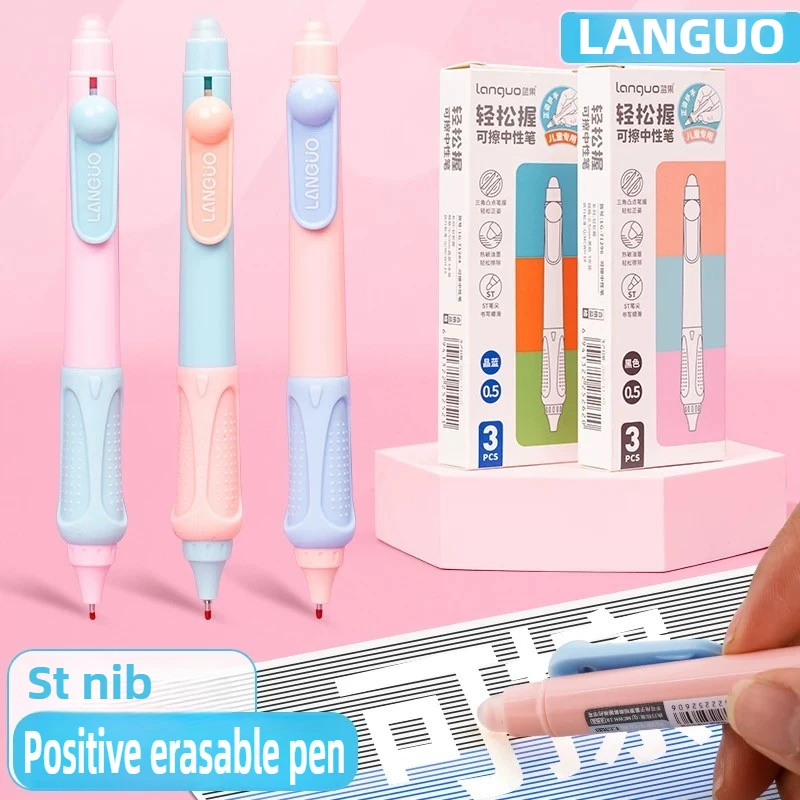 

LANGUO выдвижная гелевая ручка, стираемый инструмент для письма, наконечник ST, синие, черные чернила, школьные принадлежности, канцелярские принадлежности