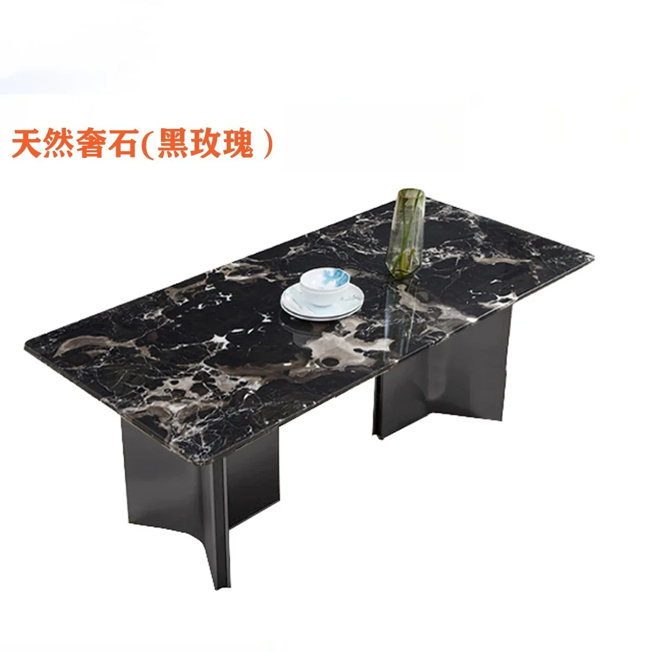 Rectangle Platinum Diamond Blue Crystal Black Rose Dining Table Venetian Brown Dining Table Rice