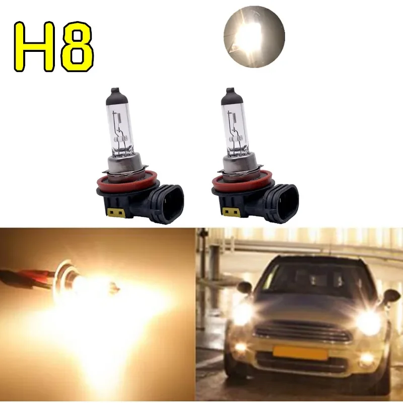 2 Pcs H8 Series Car Clear Quartz Halogen Bulb Rainbow Blue White Yellow Light Fog Lamp 12V35W Light Automobile Headlamp