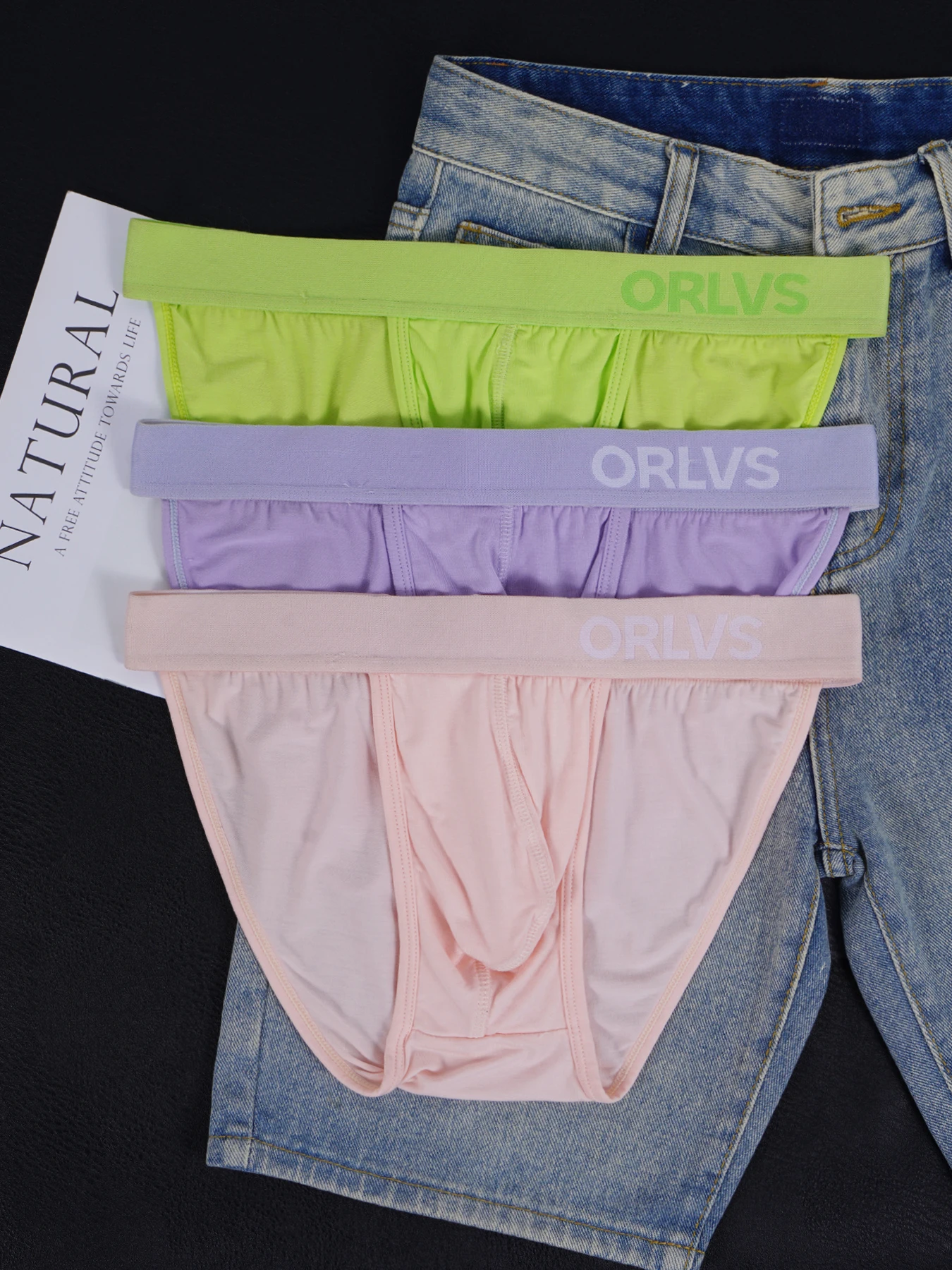 

3 PCS Men's Modal Ultra-Thin Barely-There Briefs U Convex Pouch Bright Solid Color Elastic Waistband Breathable Daily Underwear