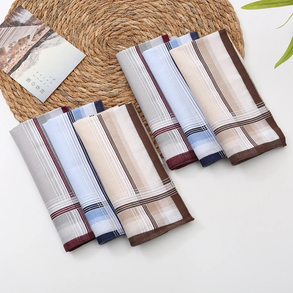 12-lencos-de-algodao-finos-para-homens-40cm-design-minimalista-com-listras-e-xadrez-respiravel-e-absorvente-de-suor
