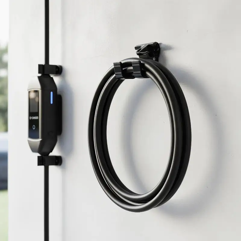 【YA】EV Portable Charger Cable Organizer 1 Set Wall Mount Bracket For Efficient Space Management Home Garage Use