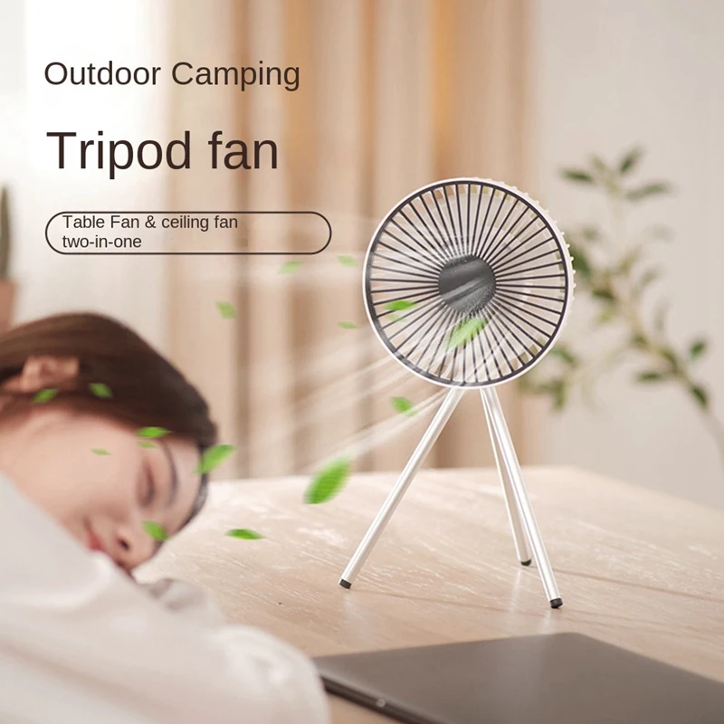 Portable Camping Fan Rechargeable Multi Mini Fan USB Outdoor Camping Ceiling Fan Light Tripod Stand Desktop Fan