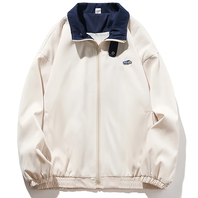 الخريف التلبيب ملابس العمل سترة الرجال سستة معطف واقٍ من المطر سترة واقية خمر المتضخم اليابانية موضة Harajuku الشارع الشهير سترة #1