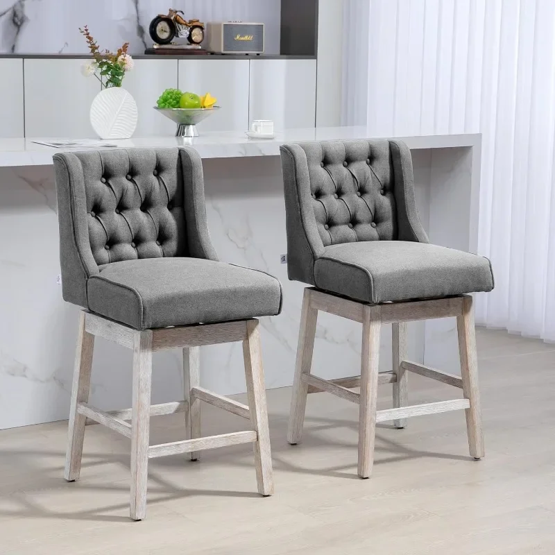 Height Bar Stools Set of 2 Swivel Barstools, 27