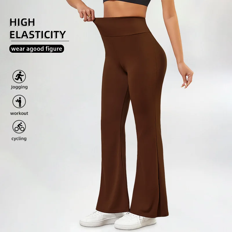 Women High Waist Flare Yoga Pants High Elastic Slim Bootcut Leggings Soft Stretch Workout Jogging Cycling Sports Casual Trousers