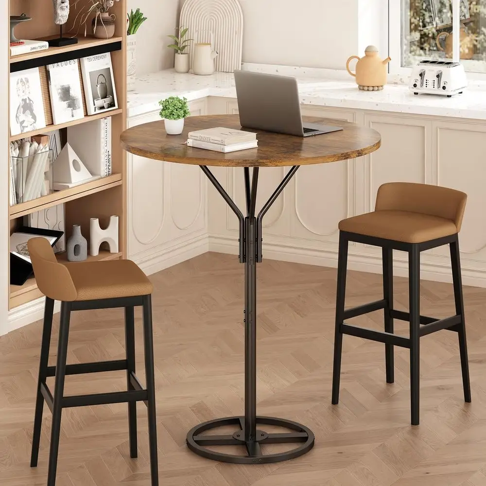 Mesa de Comedor, Mesa de Bar de Estilo Moderno, Mesa Redonda de 100 CM, Mesa Redonda Pequeña para Exterior