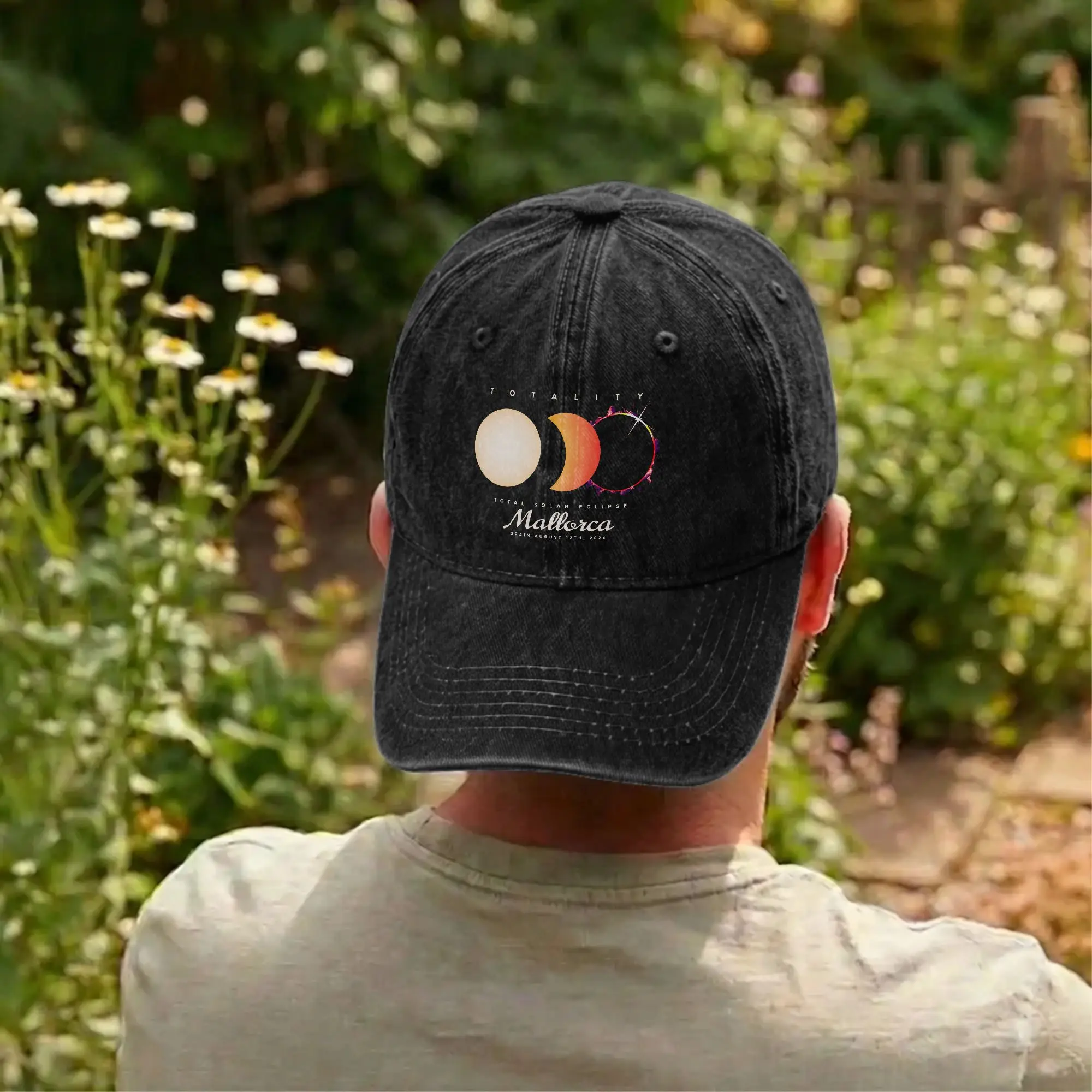 Total Solar Eclipse 2026 Mallorca Spain Unstructured Baseball Cap Distressed Denim Scientific Snapback Cap Unisex Adjustable Hat