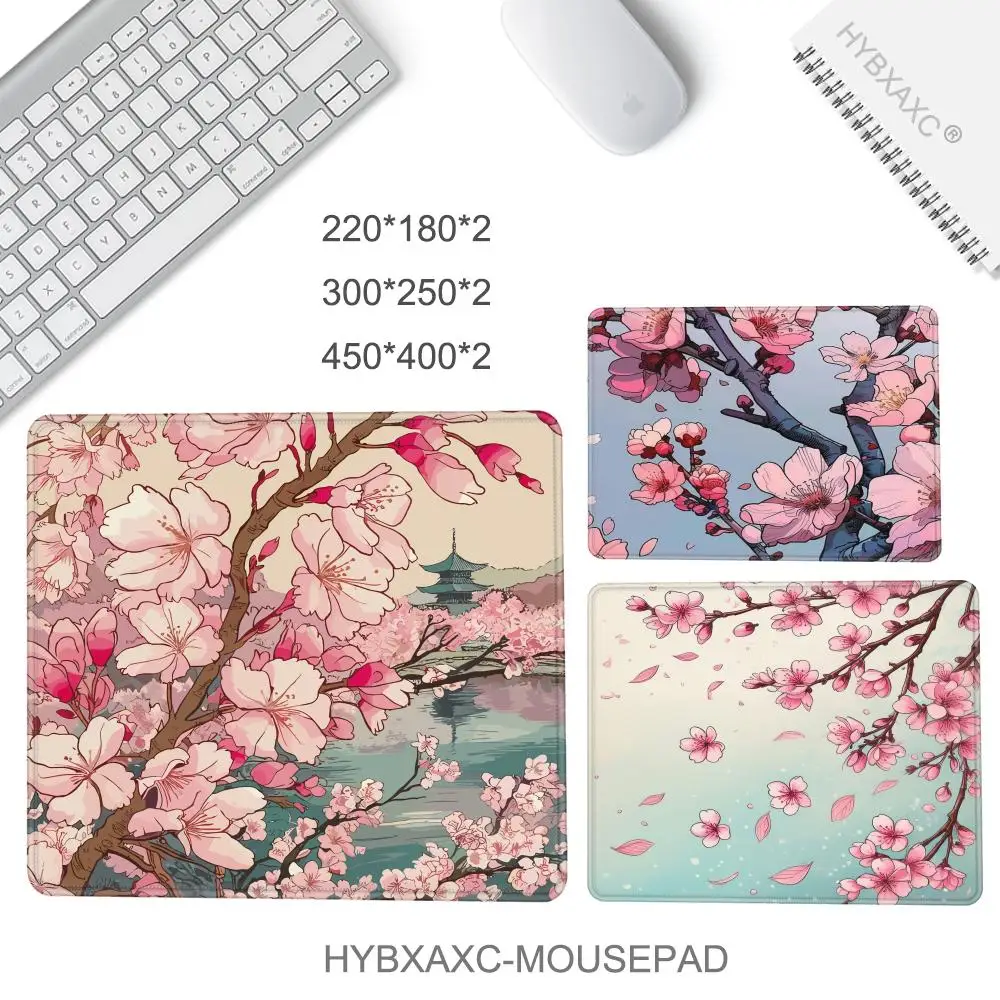 HYBXAXC Japan Sakura Mouse Pad Office Gaming DeskMat Small Laptop Game Mousepad Square Keyboard Pad Small Rubber Anti-slip Mice