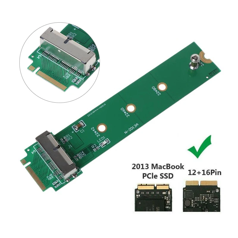 1PcสําหรับMacBook Air Pro 12 + 16 Pins SSD To M.2 Key M (NGFF) การ์ดแปลงอะแดปเตอร์PCI-eสําหรับPCอุปกรณ์เสริมคอมพิวเตอร์