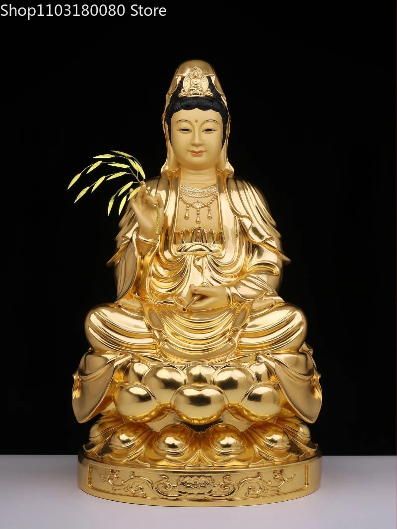 Copper Brass gilt Guanyin Buddha statue Chinese  Guanyin goddess statue  sculpture Large siza 30cm,40cm,48cm,68cm