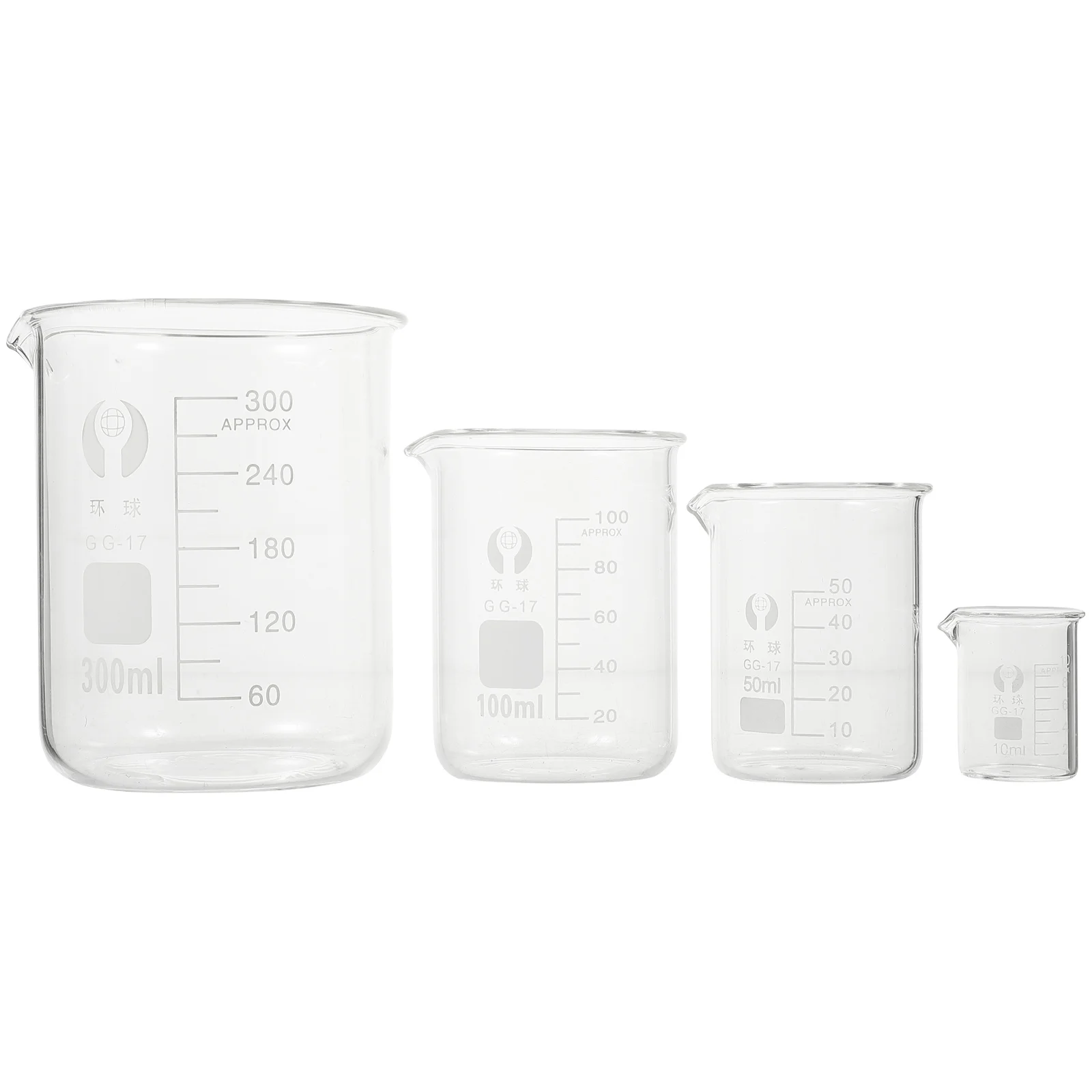 Mobestech 4Pcs Glass Beaker Set 250ml 100ml Graduated Measuring Jug Lab Equipment Clear With Spout Scale Cups