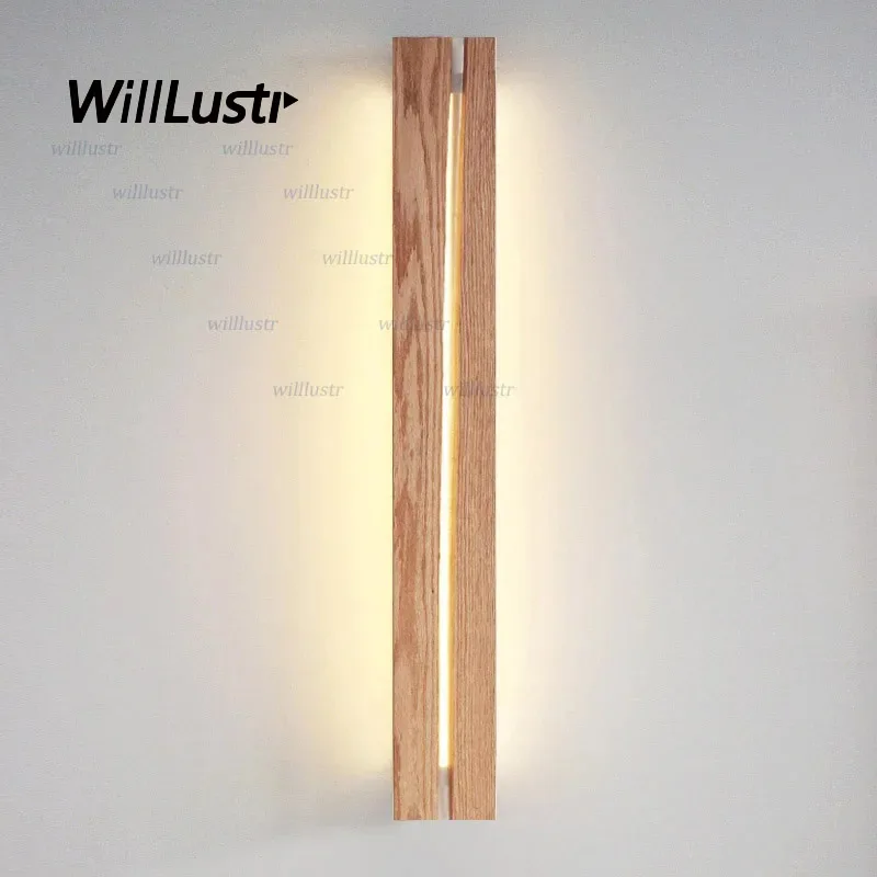 متصدع الخشب الجدار مصباح الجوز البلوط Elmwood LED الشمعدان فندق مقهى مكتب غرفة المعيشة الممر اللوبي السرير الحد الأدنى ضوء #1